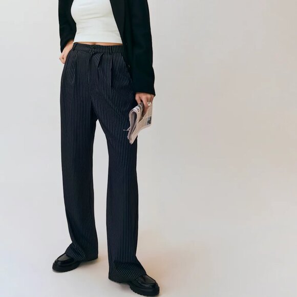 Reformation Mason Pant Black/white Stripe - Size 0 - Picture 1 of 1